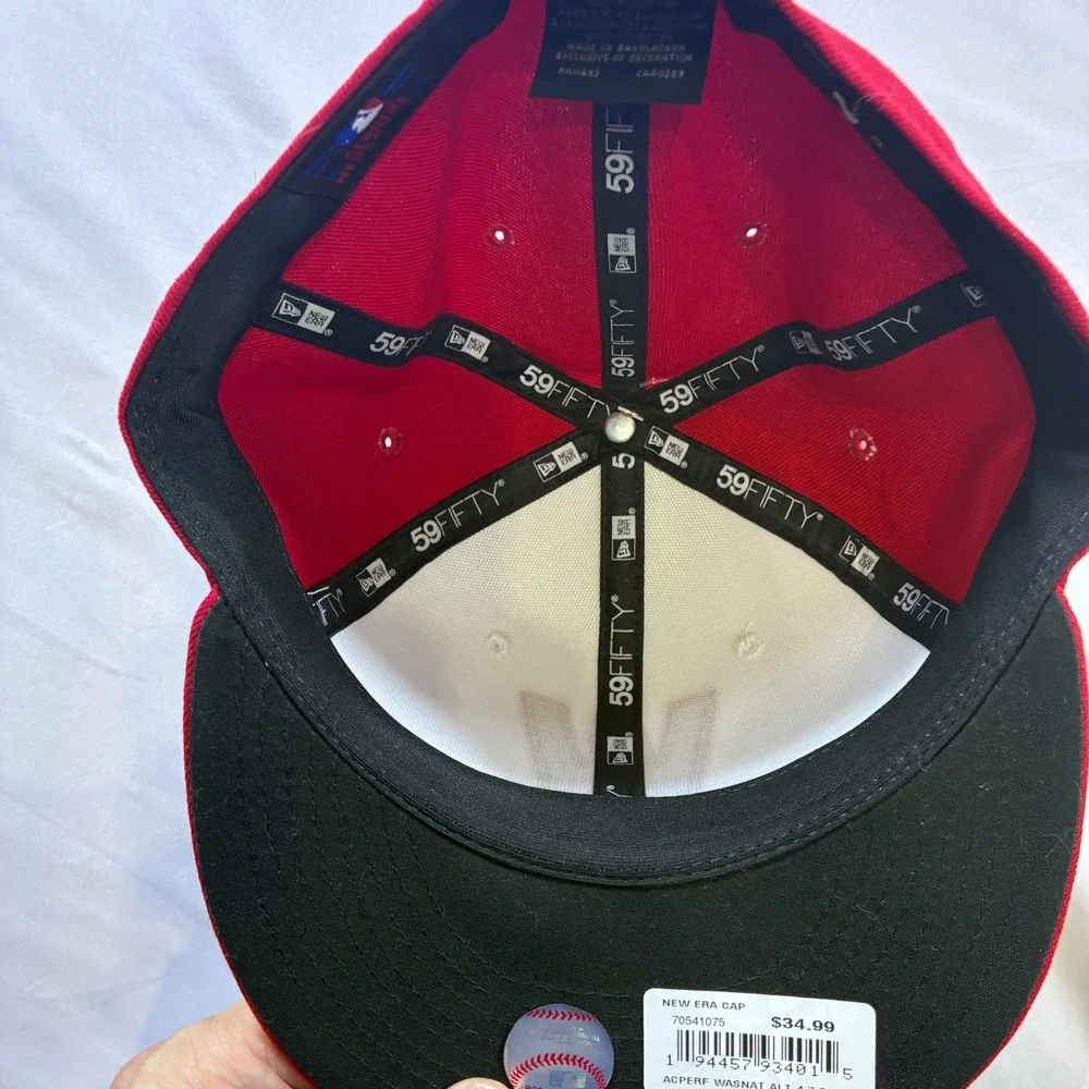 New Era 59FIFTY Washington Nationals Hat Red White Fitted MLB Cap 7 3/8 70541075